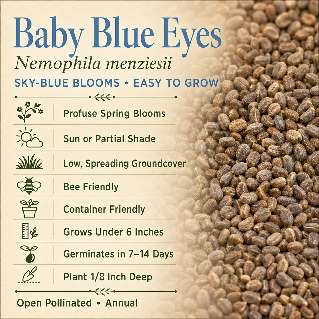 Baby Blue Eyes Nemophila growing attributes
