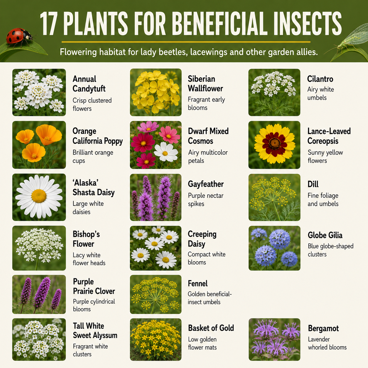 Beneficial Insectary Flower Chart