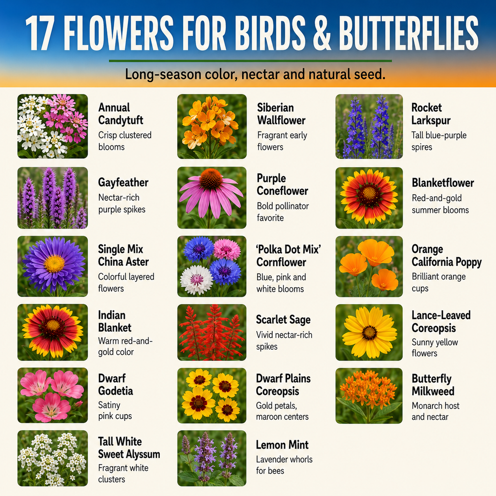 Bird and Butterfly Mix Flower Chart