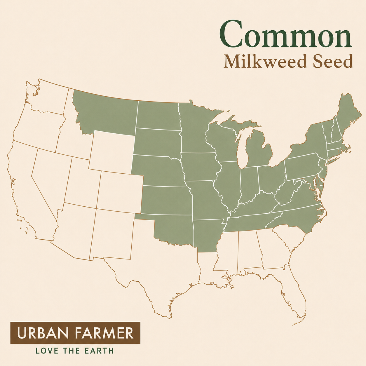 Common Milkweed native range