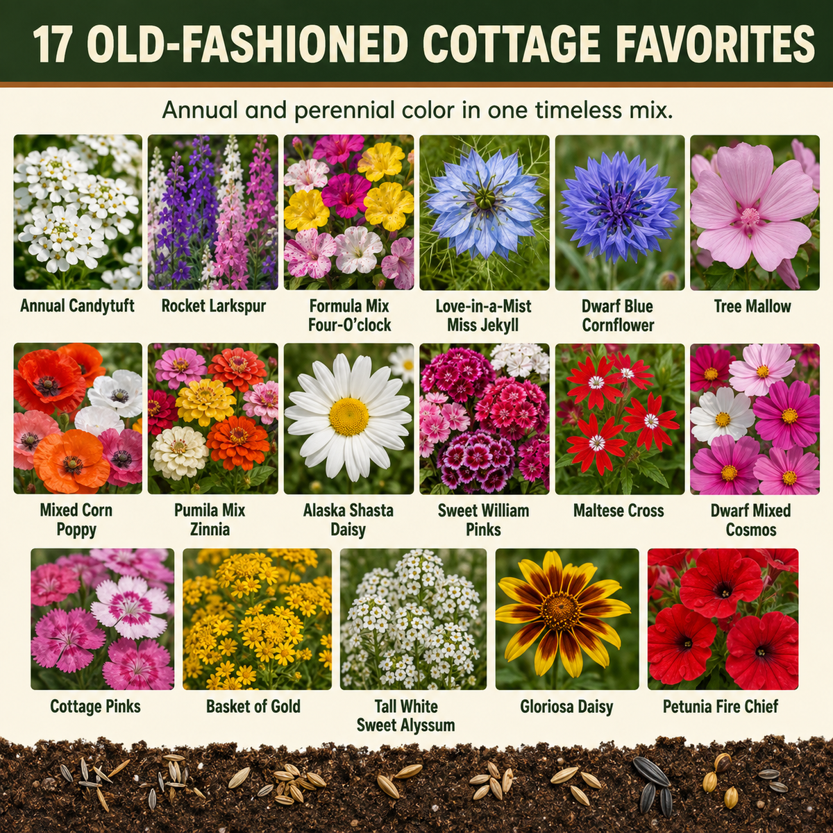 Cottage Garden Flower Variety Chart