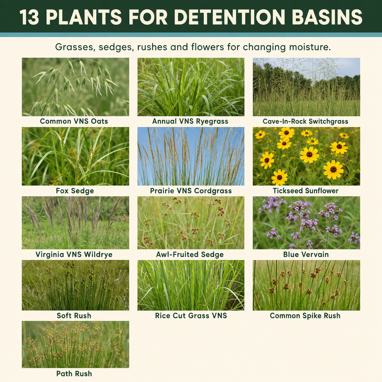 Dry Basin Wildflower Flower Variety Chart