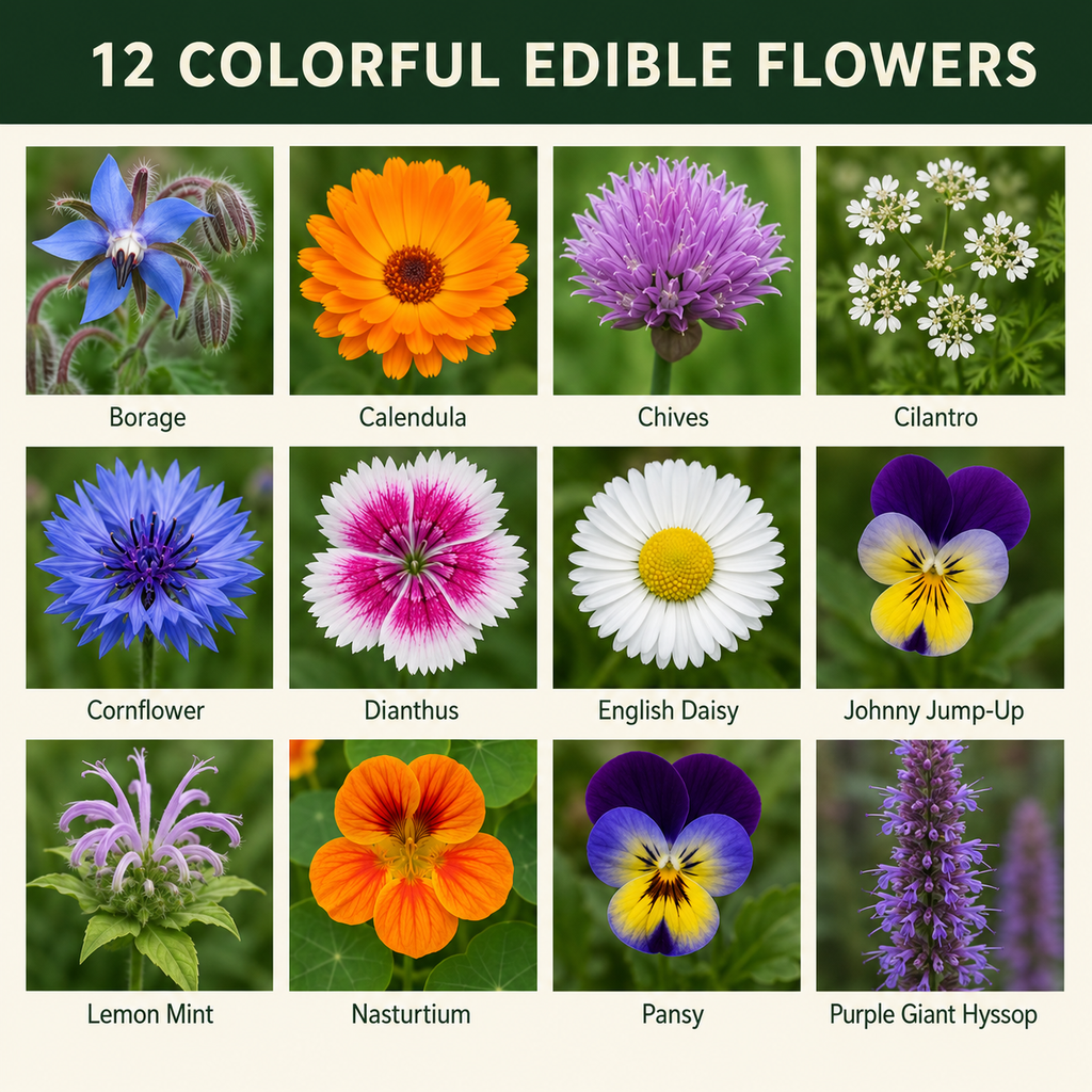 Edible Wildflower Flower Variety Chart