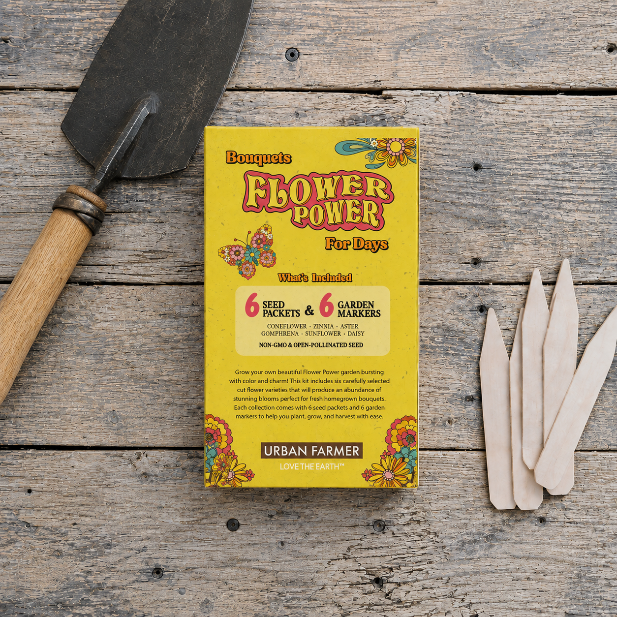 Back of Flower Power Seed Kit package