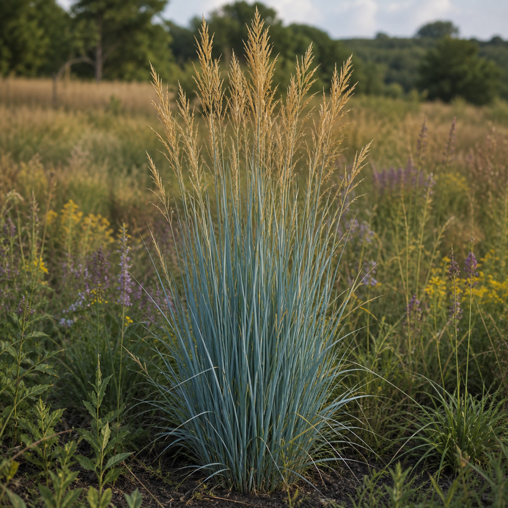 Indian Steel ornamental grass in nature