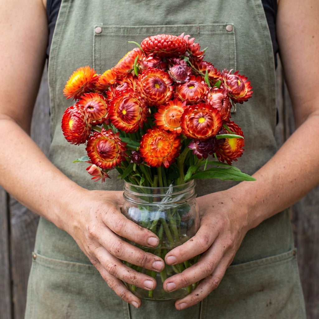 Monster Fireball Red, Strawflower Seeds