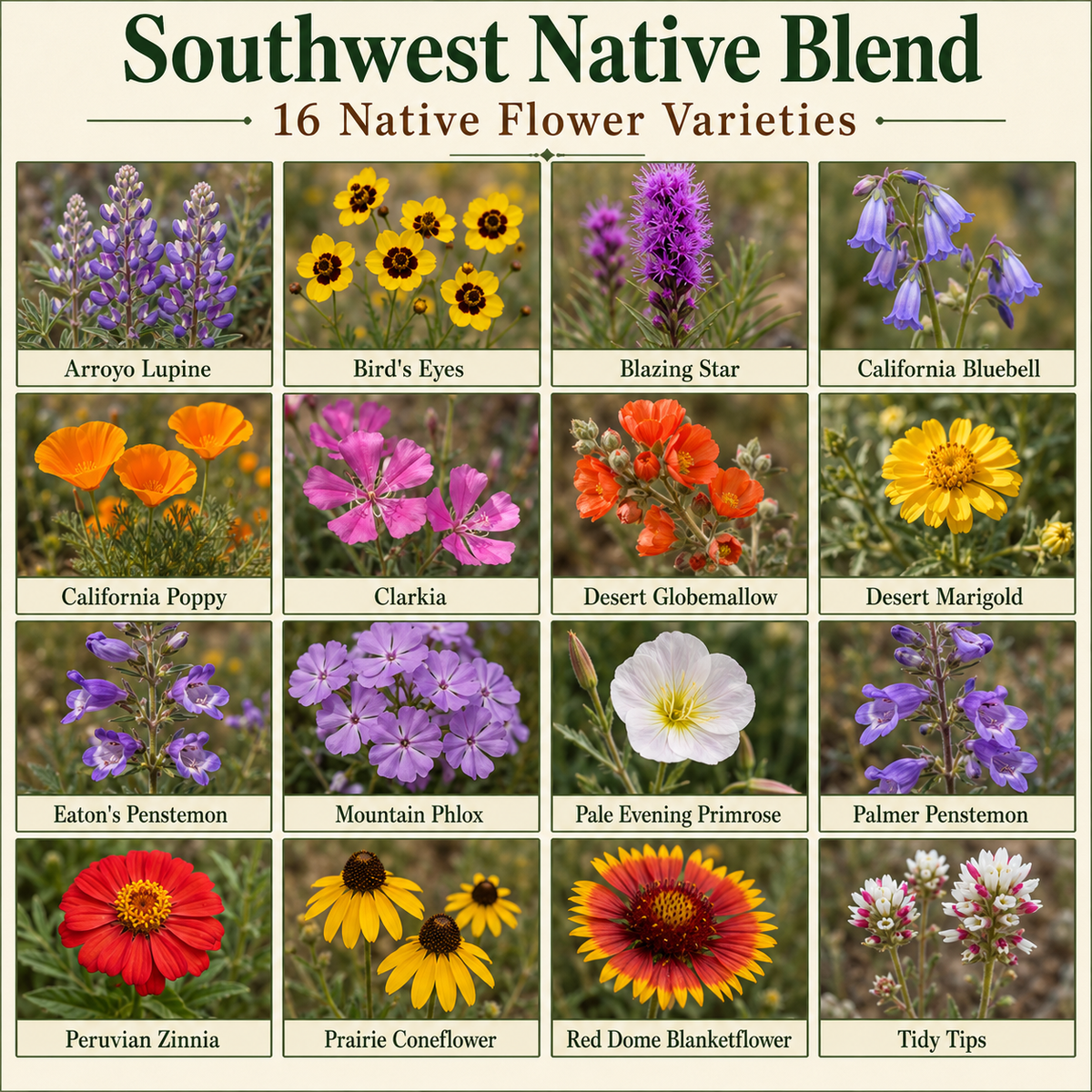 Native Southwest Flower Variety Chart