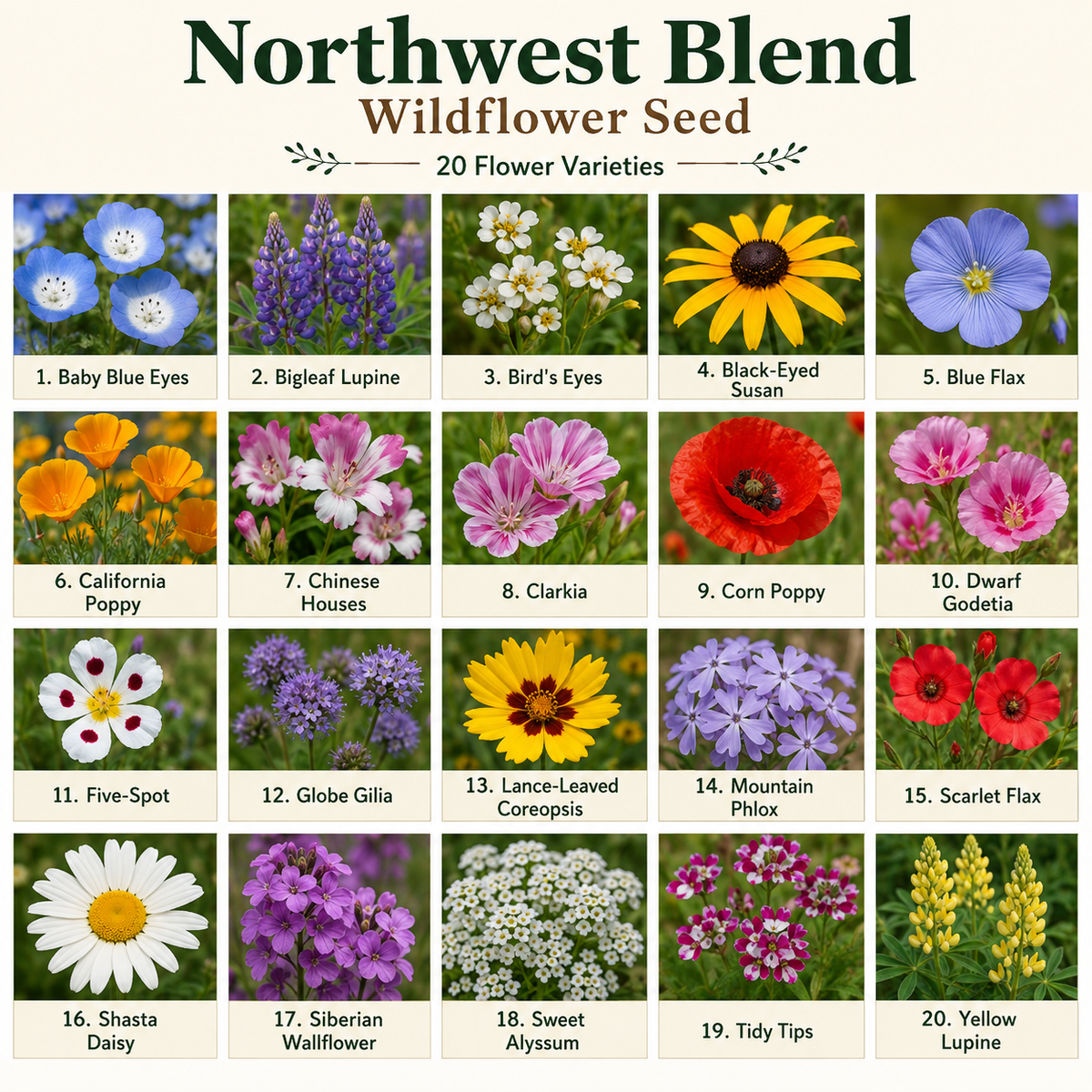 Northwest Flower Variety Chart