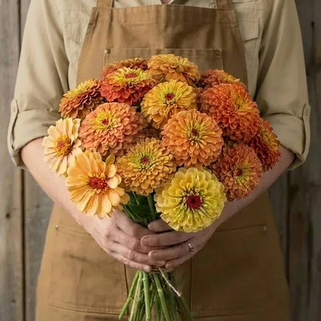 Queeny Lime Orange, Zinnia Seeds