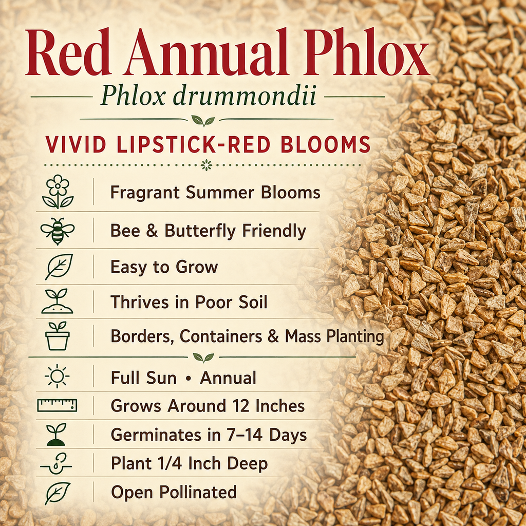 Red Annual, Phlox Seed