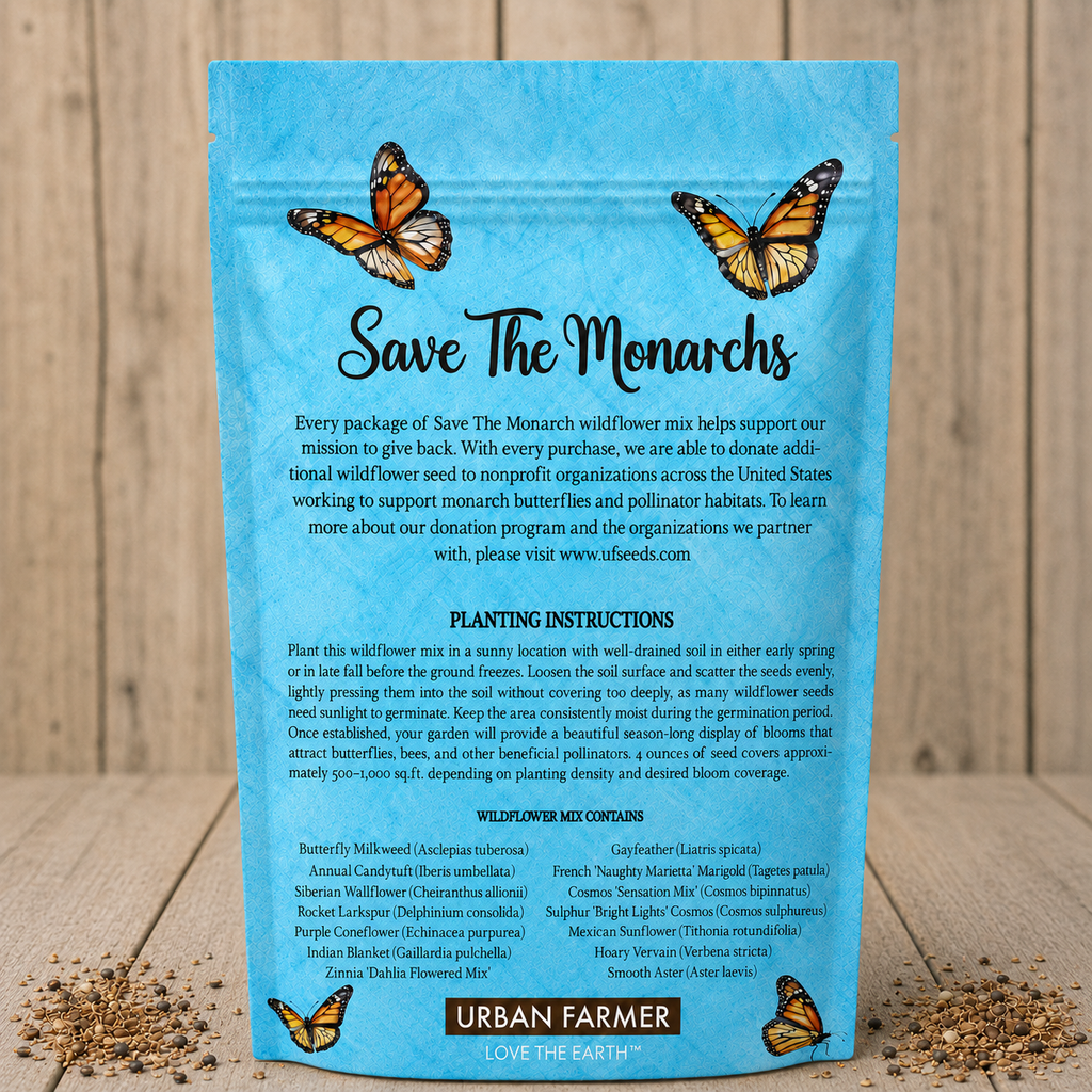 Back of Save The Monarchs Wildflower mix package
