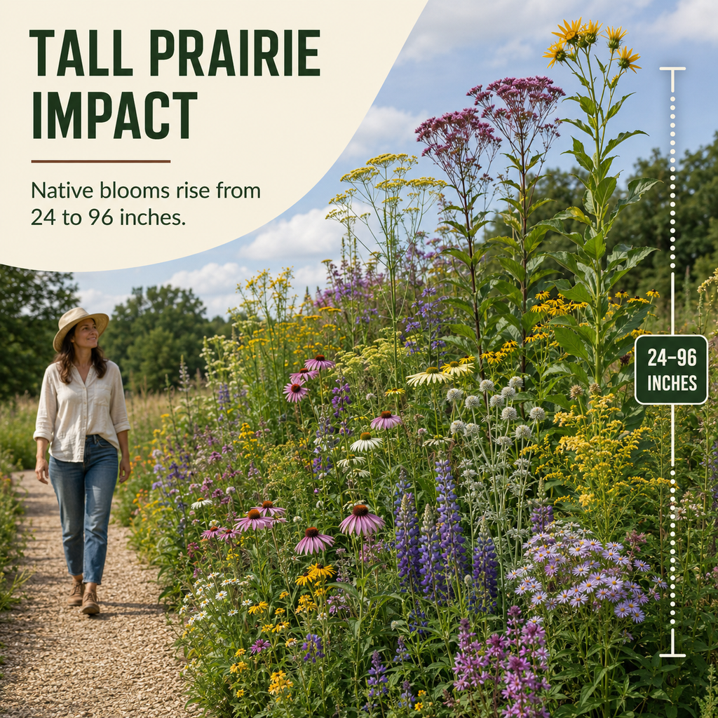 Tall Prairie wildflower height comparison