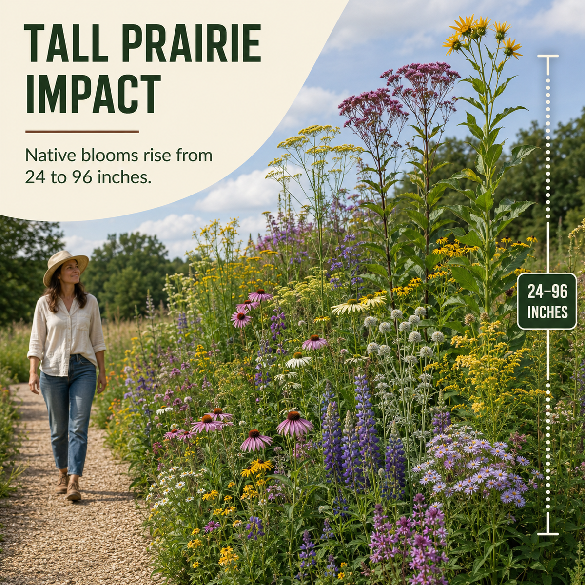 Tall Prairie wildflower height comparison