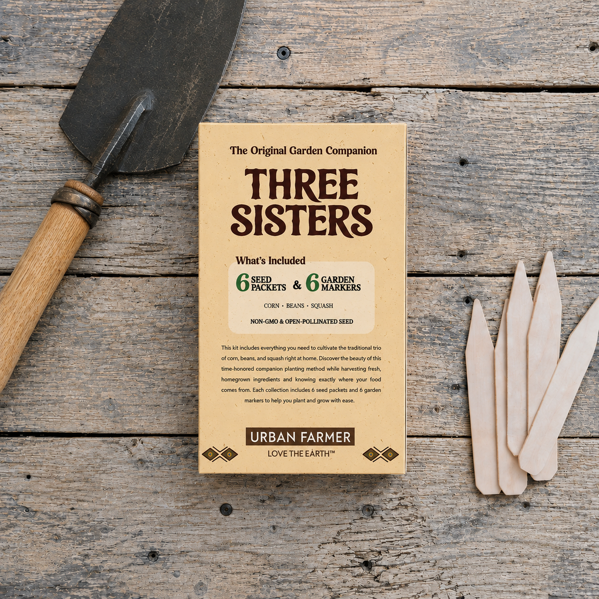 Back of Three Sisters Seed Kit package