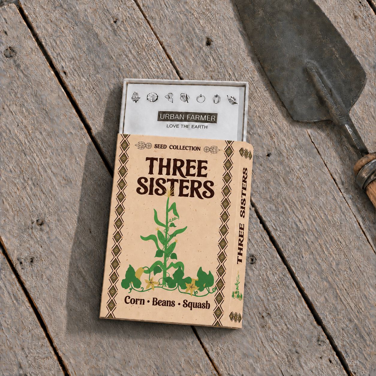 Three Sisters Seed Kit open package with seed packets