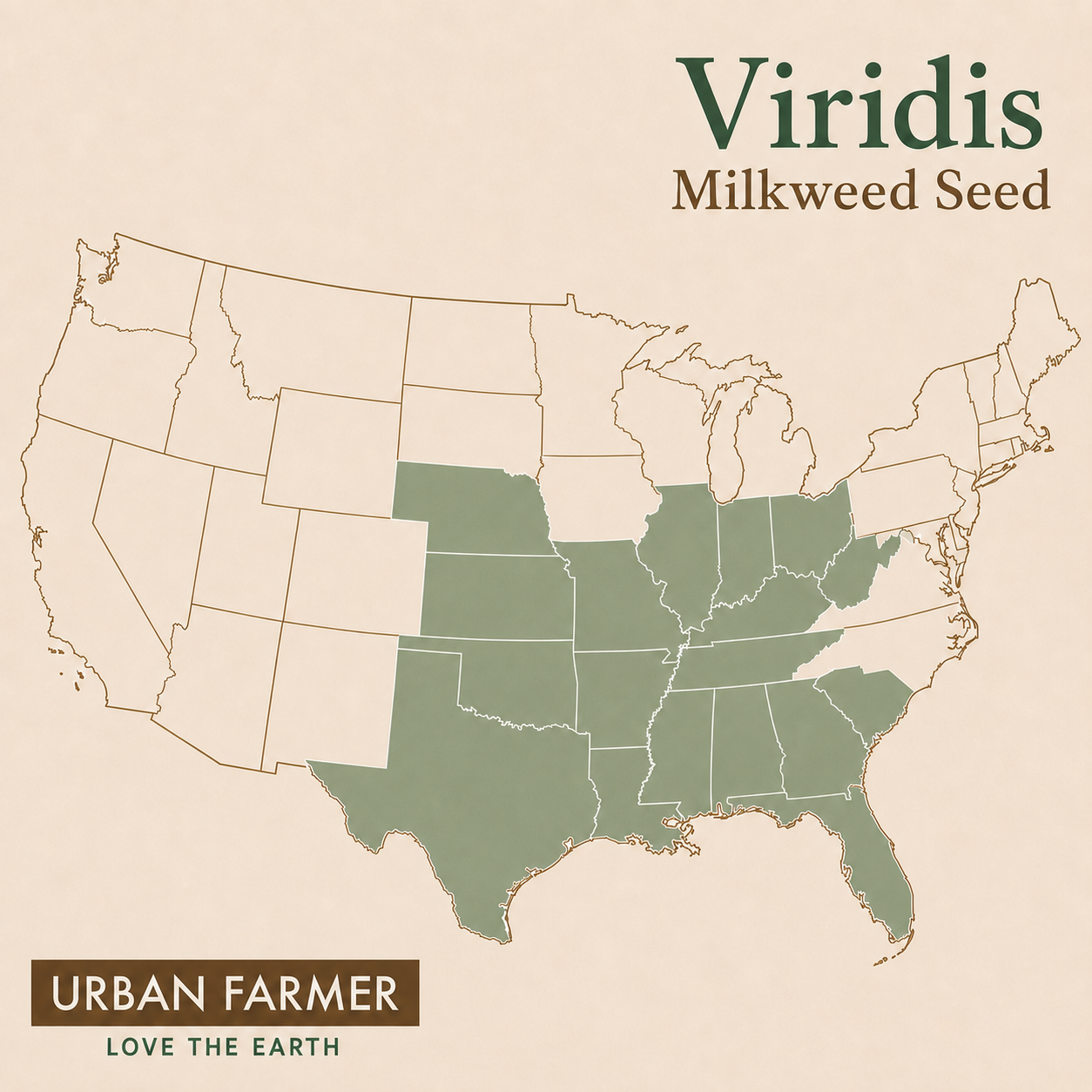 Viridis Milkweed native range