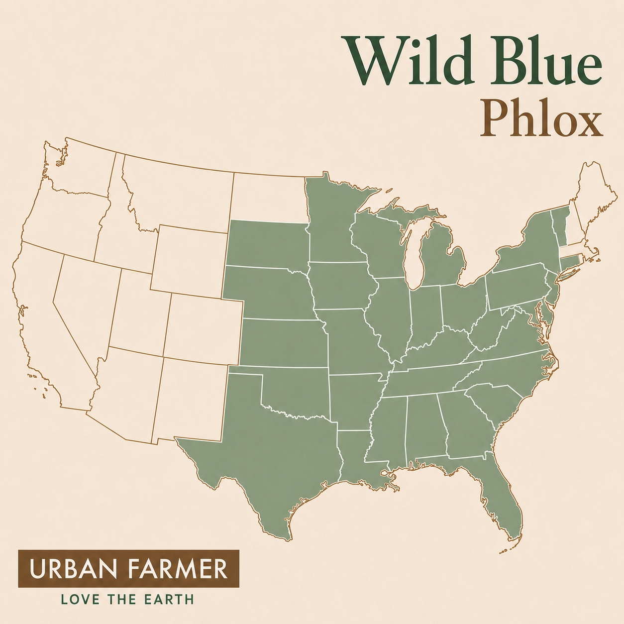 Wild Blue Phlox native map
