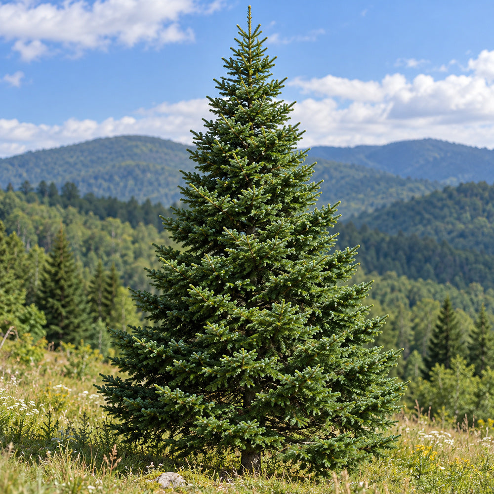 Fraser Fir — whole plant, AI-generated botanical illustration