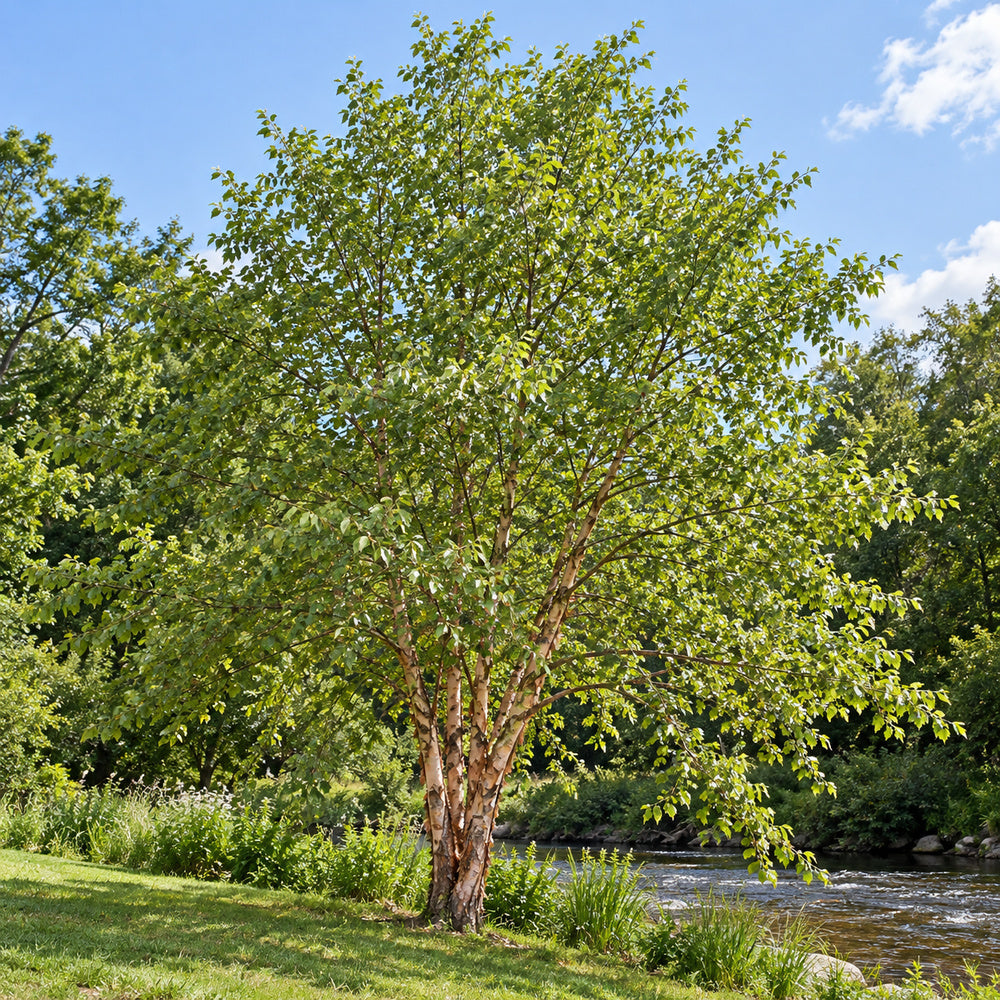 River Birch — whole plant, AI-generated botanical illustration