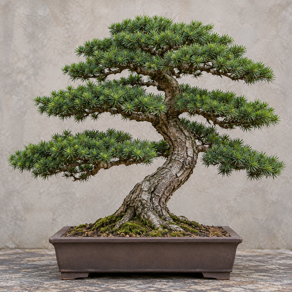 Cedar of Lebanon (Cedrus libani) — AI-generated mature bonsai illustration