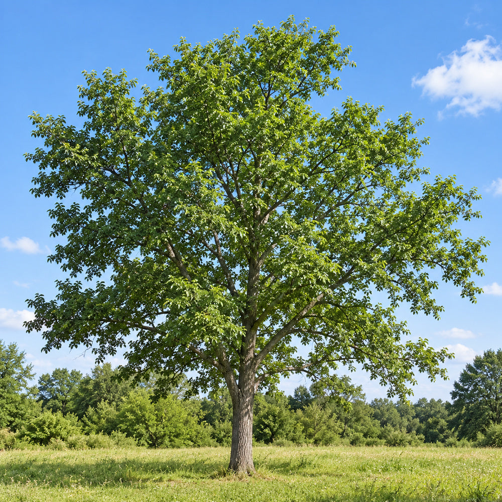 Hackberry (Celtis occidentalis) — whole plant, AI-generated botanical illustration