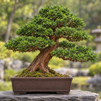 Hinoki Cypress (Chamaecyparis obtusa) — AI-generated mature bonsai illustration