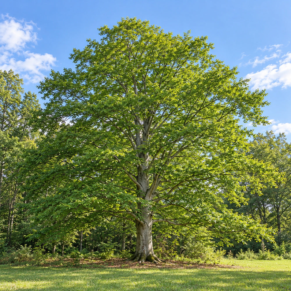 American Beech — whole plant, AI-generated botanical illustration