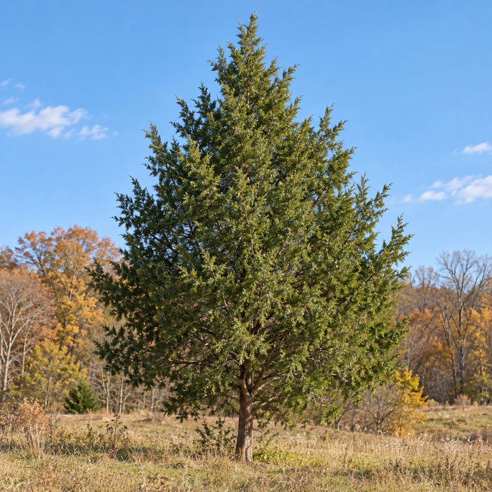 Eastern Redcedar — whole plant, AI-generated botanical illustration