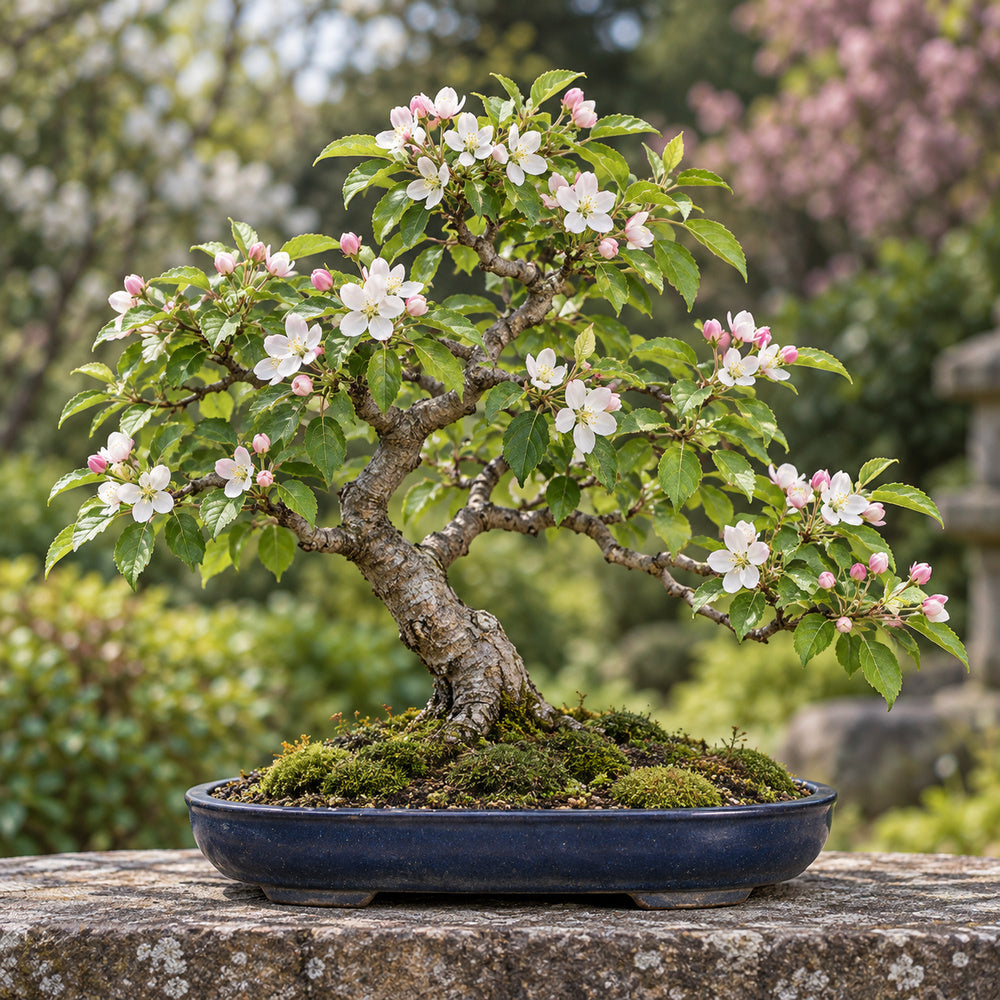 Siberian Crabapple (Malus baccata) — AI-generated mature bonsai illustration