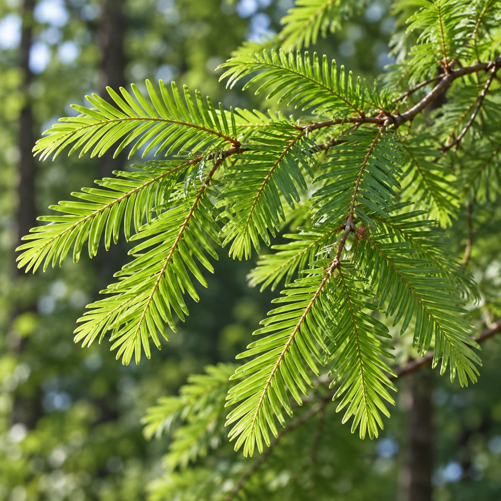 Dawn Redwood — close-up, AI-generated botanical illustration