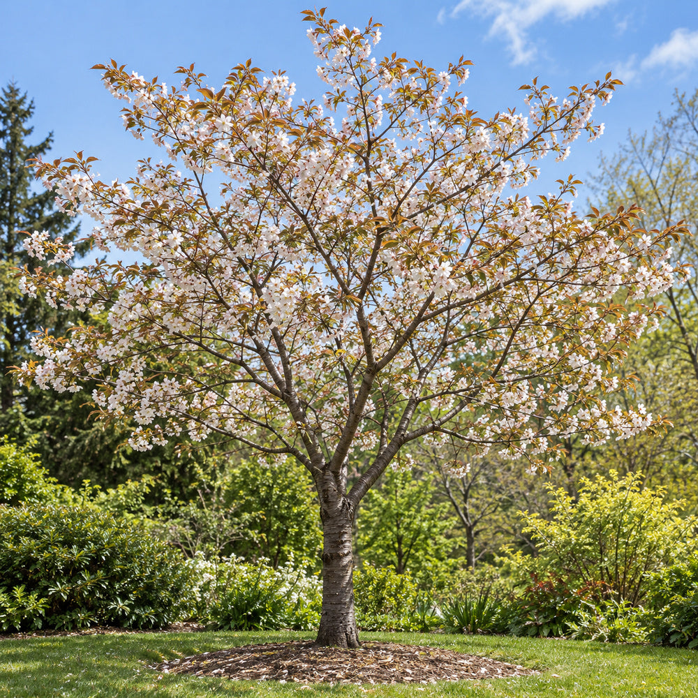 Japanese Flowering Cherry — whole plant, AI-generated botanical illustration