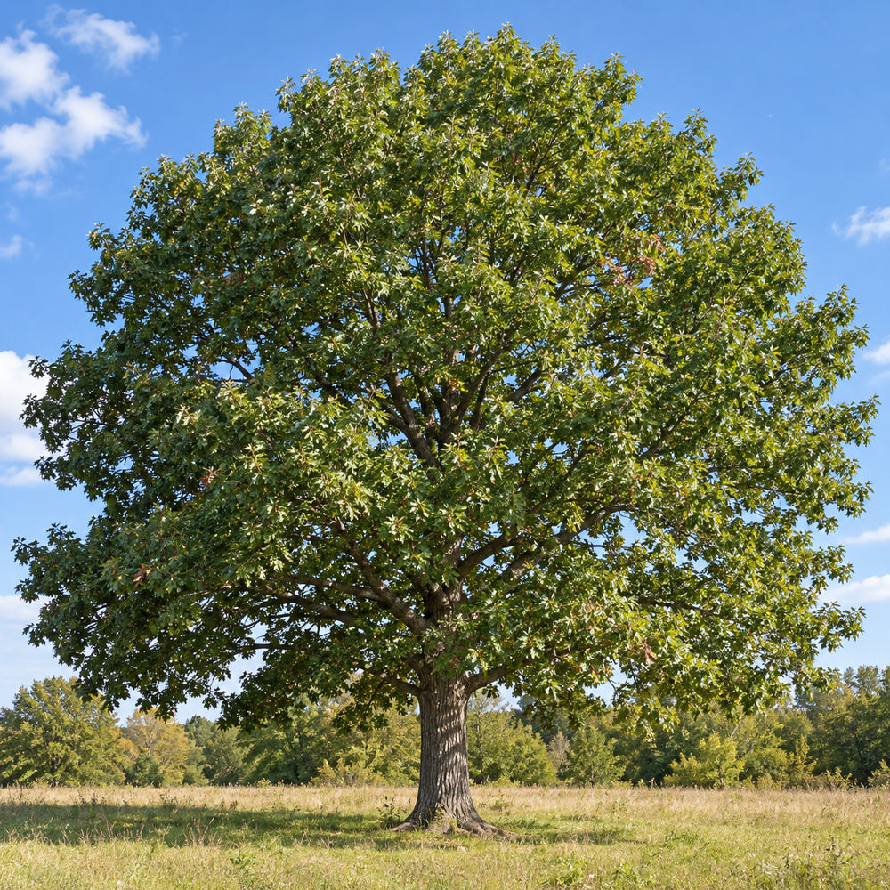 Northern Red Oak — whole plant, AI-generated botanical illustration