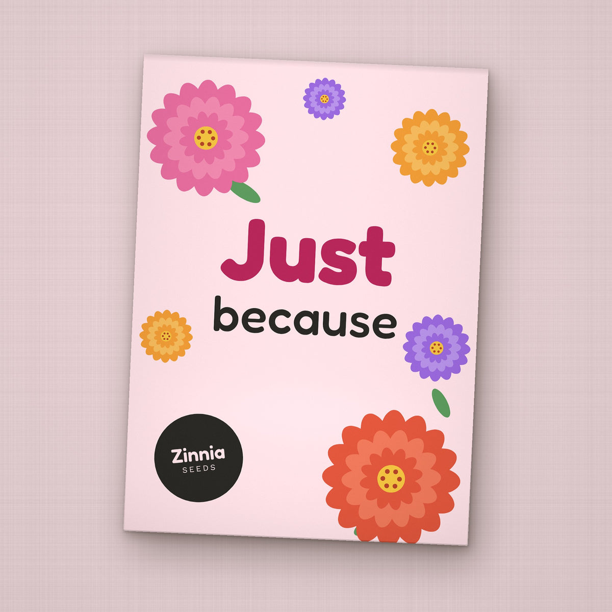 Just Because seed packet favor, front