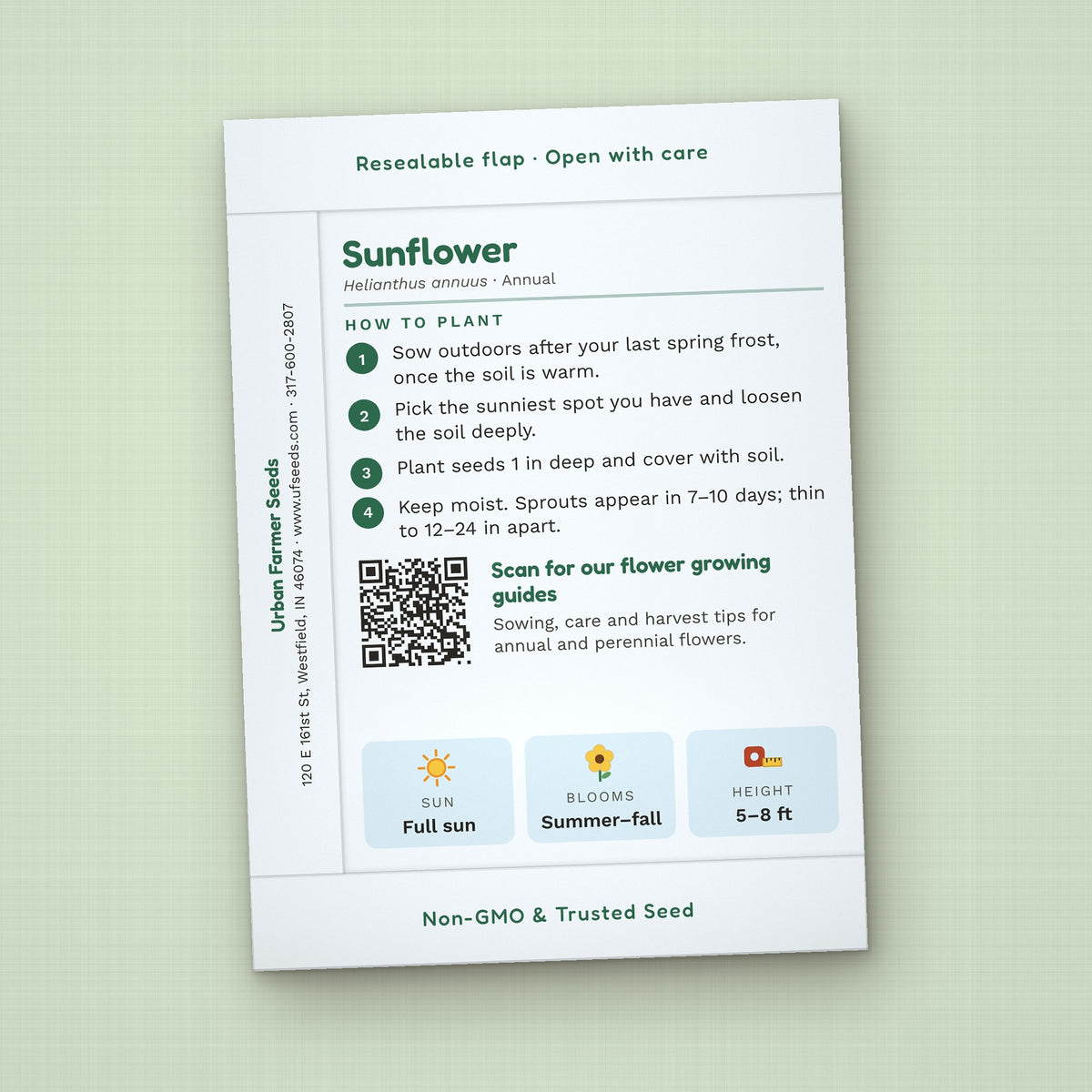 Little Seeds, Big Dreams seed packet favor, back with planting instructions