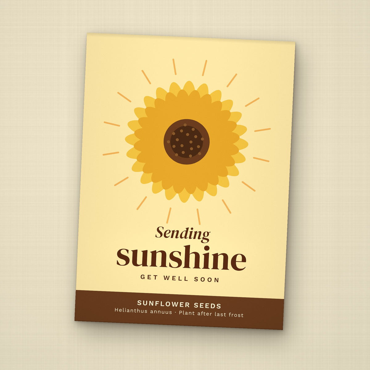 Sending Sunshine seed packet favor, front