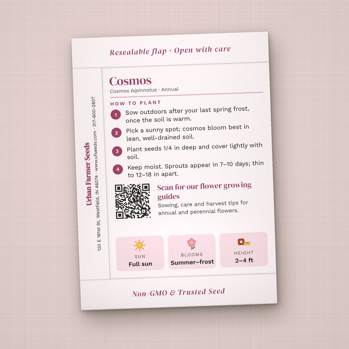 Baby in Bloom seed packet favor, back with planting instructions