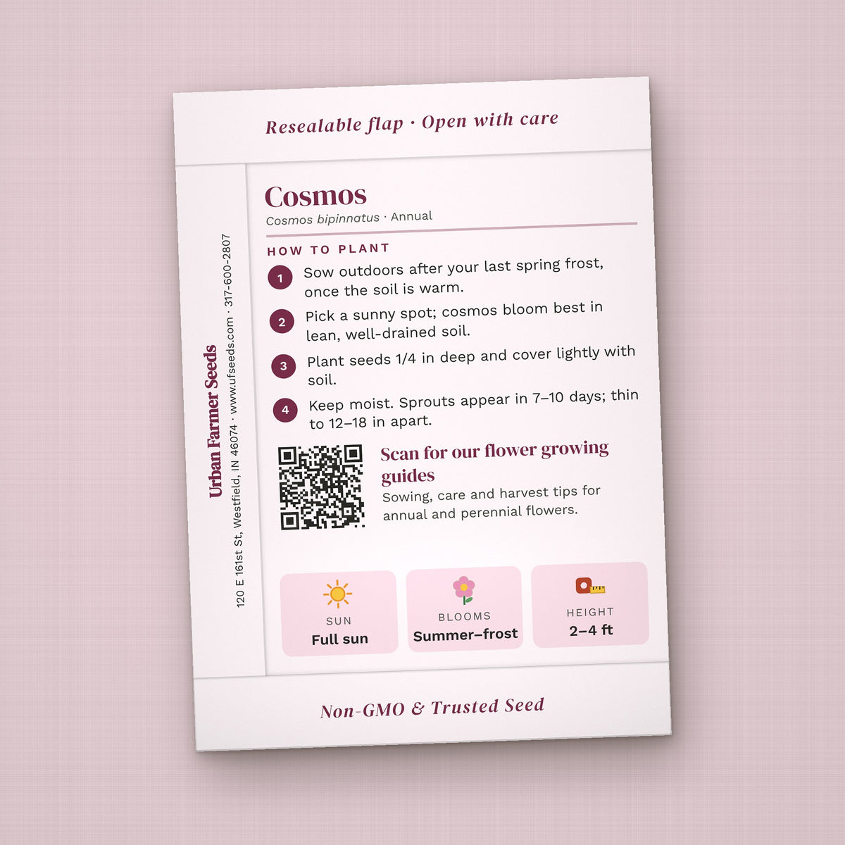 It's a Girl! seed packet favor, back with planting instructions