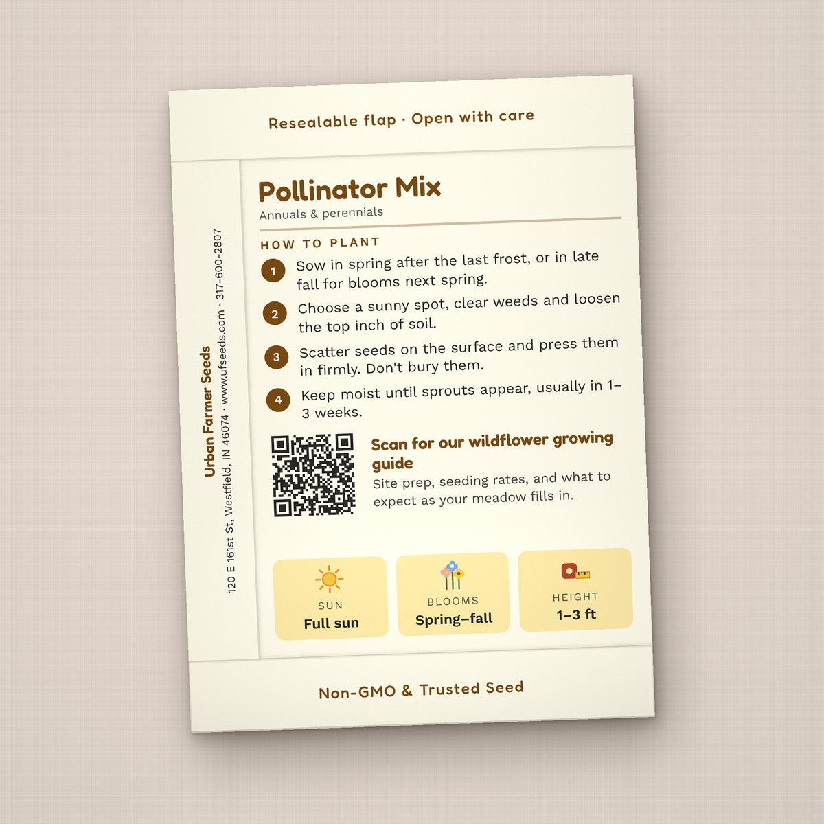 Momma to Bee seed packet favor, back with planting instructions