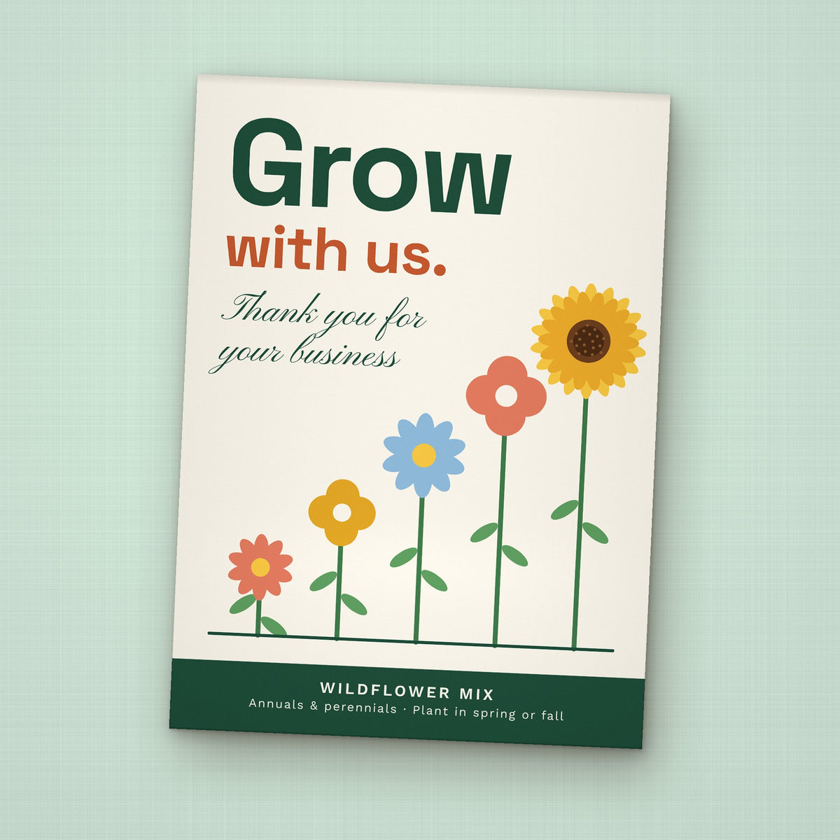 Grow With Us seed packet favor, front