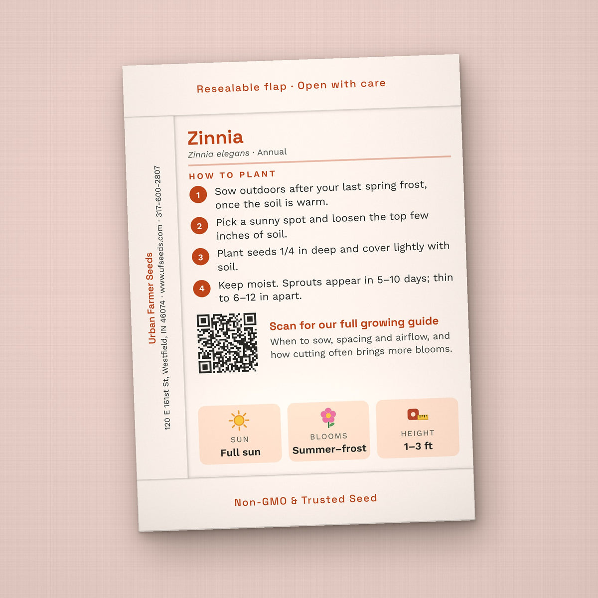 Thanks for Stopping By seed packet favor, back with planting instructions