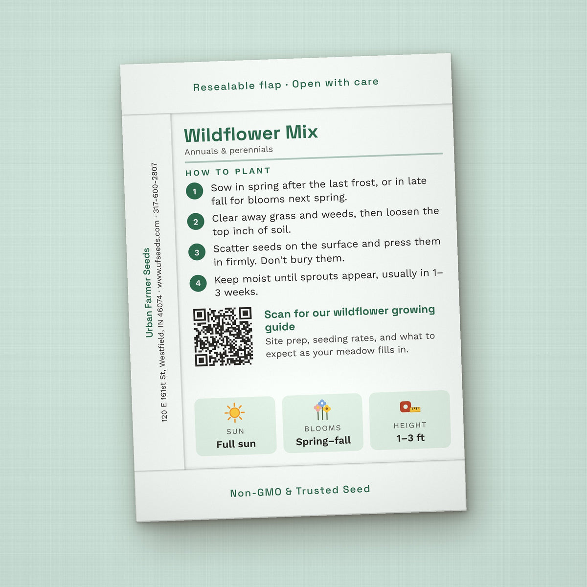 Every Day Is Earth Day seed packet favor, back with planting instructions