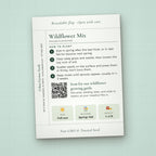 Beautiful in His Time seed packet favor, back with planting instructions