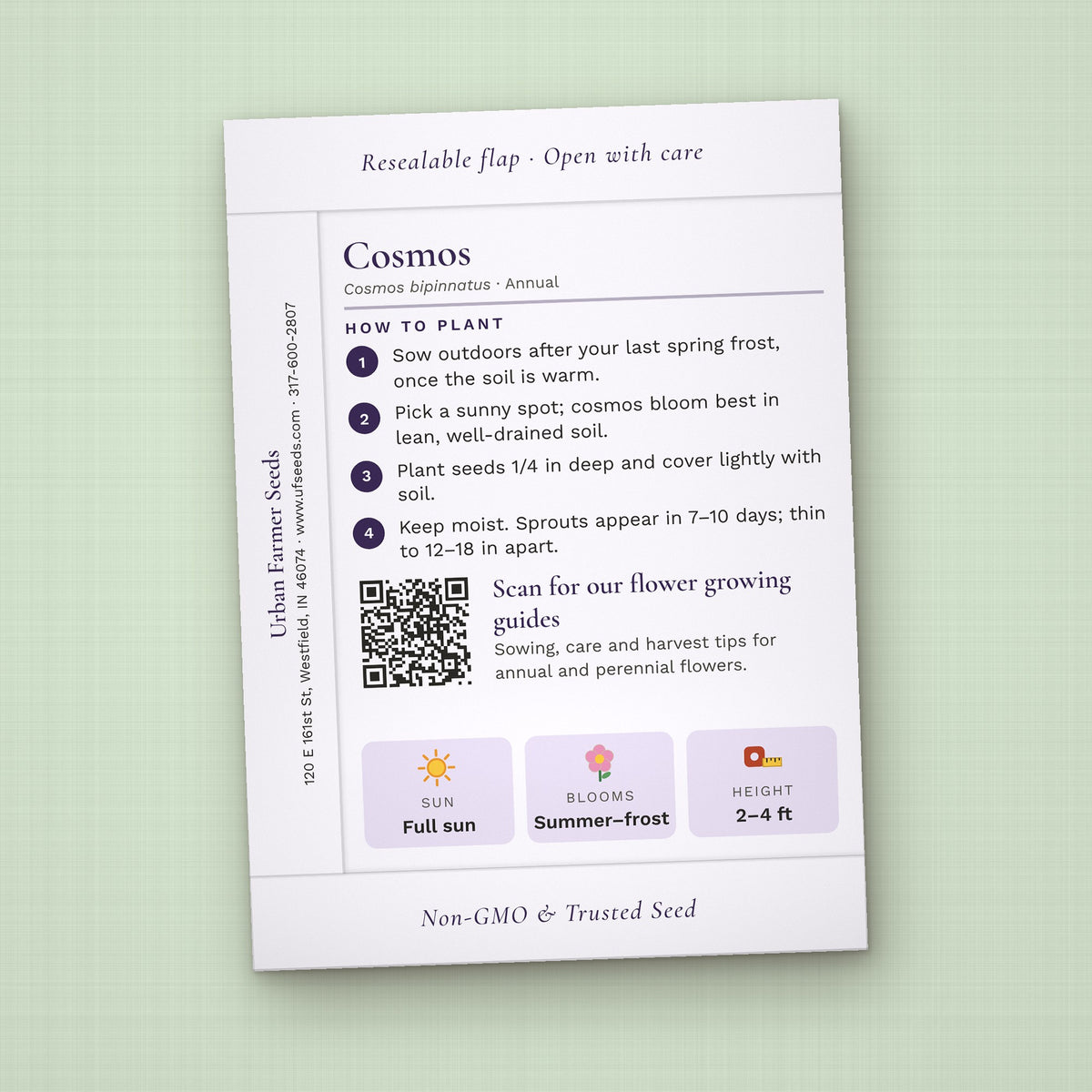 Walk by Faith seed packet favor, back with planting instructions