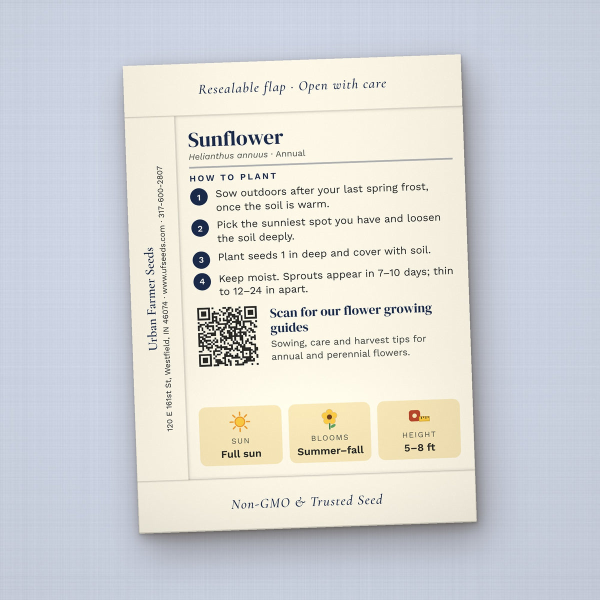 Let Your Light Shine seed packet favor, back with planting instructions