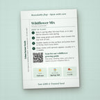 Seeds of Joy seed packet favor, back with planting instructions