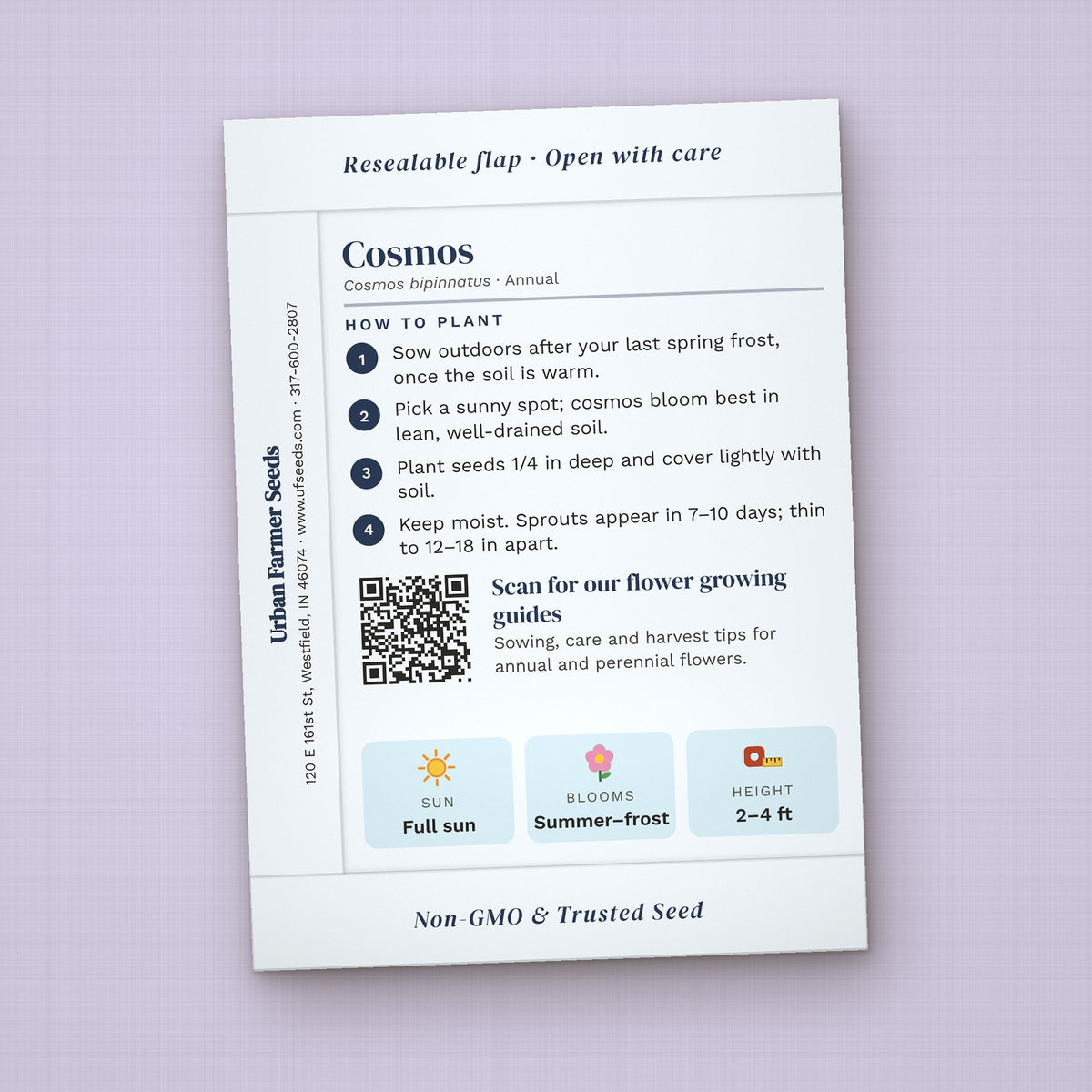 Home Sweet Home seed packet favor, back with planting instructions