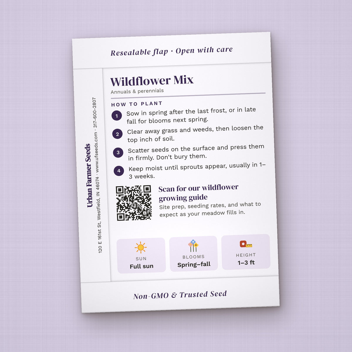 Another Year in Bloom seed packet favor, back with planting instructions