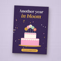 Another Year in Bloom seed packet favor, front