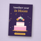 Another Year in Bloom seed packet favor, front