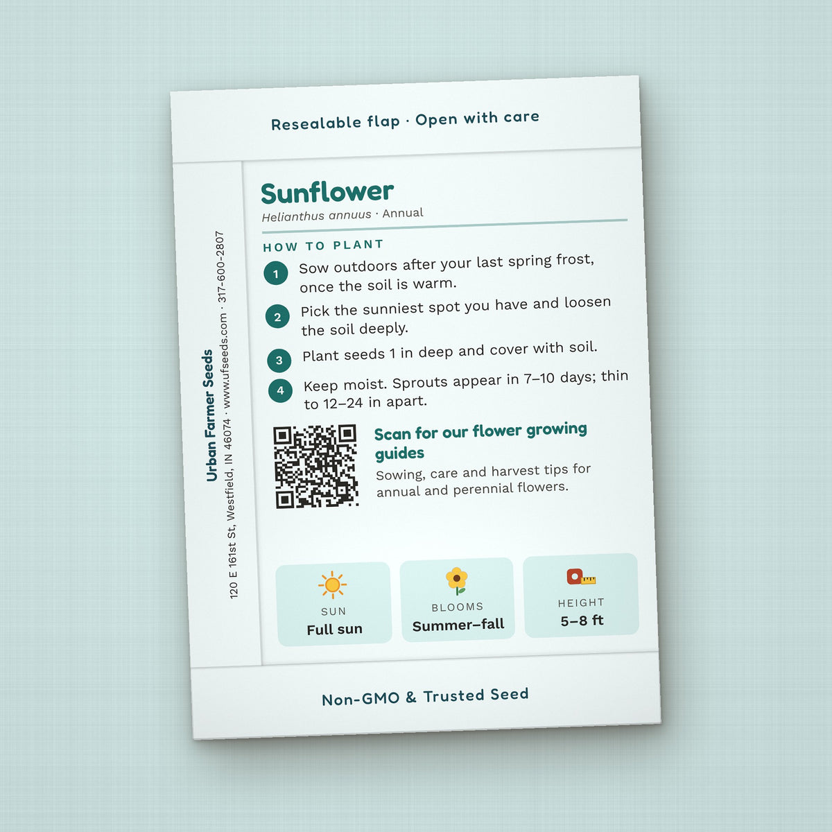 Thanks for Celebrating with Me seed packet favor, back with planting instructions